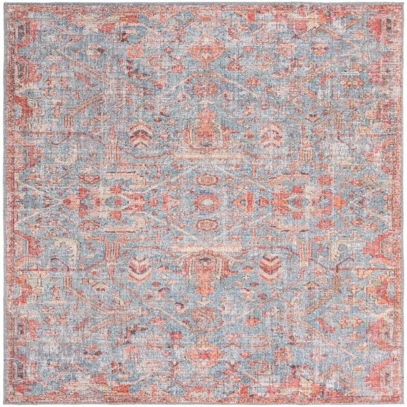 Unique Loom Nostalgia Olivia Antique Blue 8 ft. Square Machine Washable Area Rug 3177769