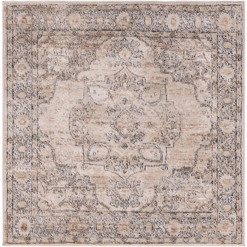 Unique Loom Portland Canby Ivory/Beige 4 ft. x 4 ft. Square Area Rug 3147312