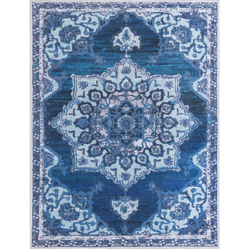 Unique Loom Renaissance Roma Navy Blue 9 ft. x 12 ft. Machine Washable Area Rug 3166443