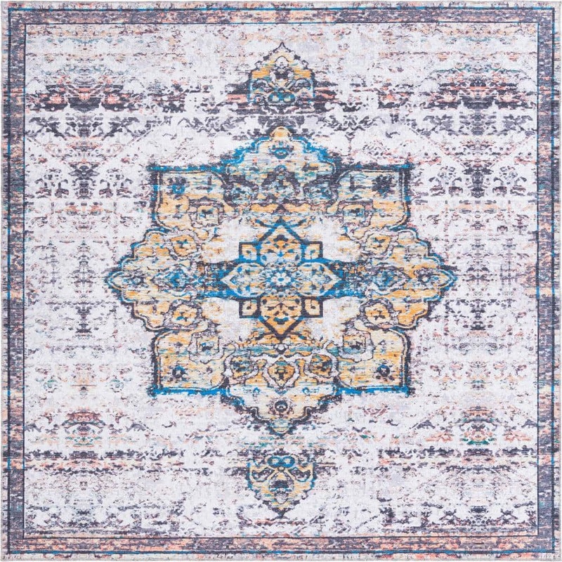 Unique Loom Renaissance Roma Sea Salt White 10 ft. Square Machine Washable Area Rug 3166492
