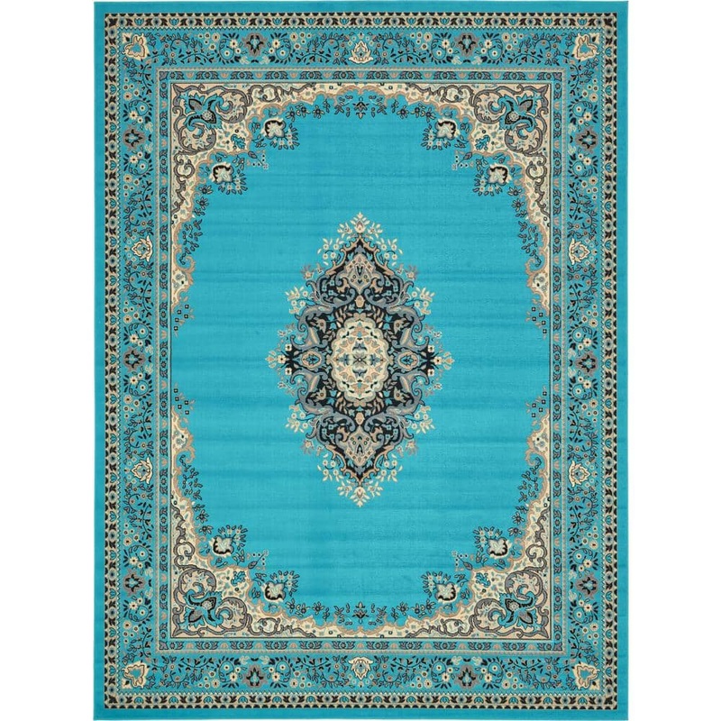 Unique Loom Reza Washington Turquoise 9′ 10 x 13′ 0 Area Rug 3134462