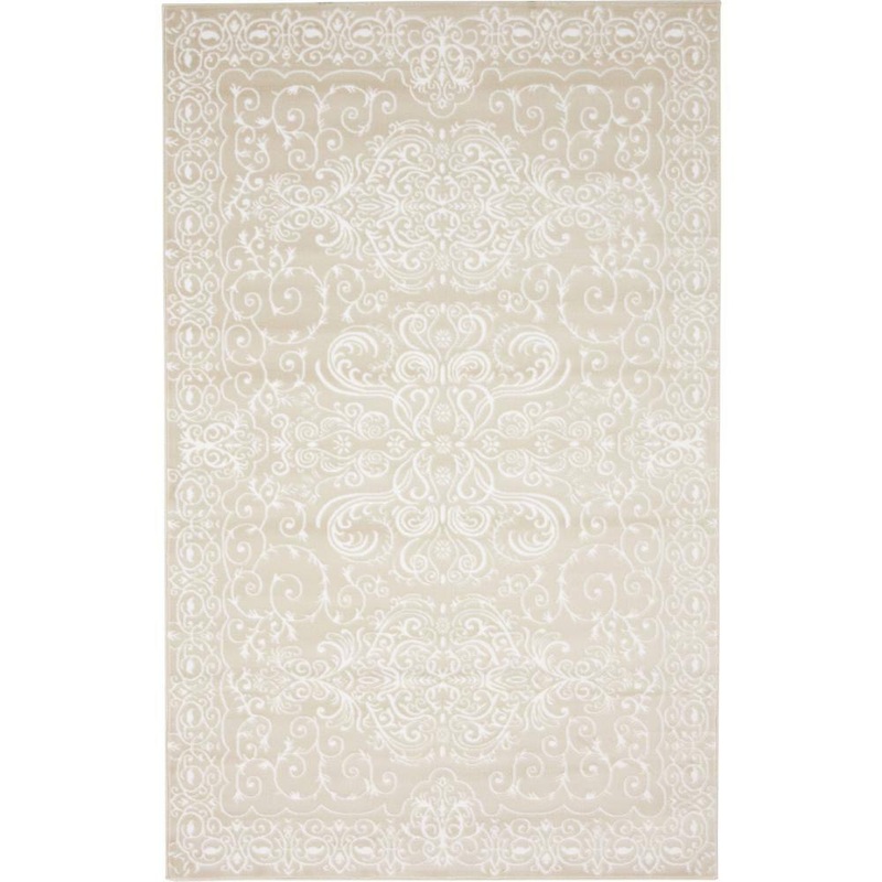 Unique Loom Rushmore Adams Snow White 5′ 0 x 8′ 0 Area Rug 3134779