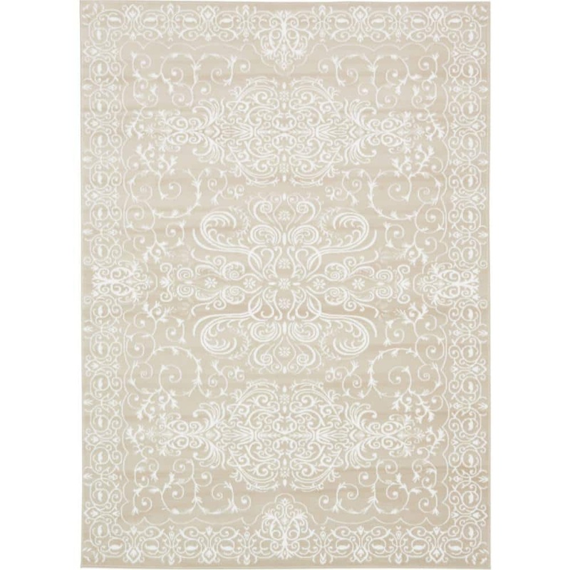 Unique Loom Rushmore Adams Snow White 7′ 0 x 10′ 0 Area Rug 3134778