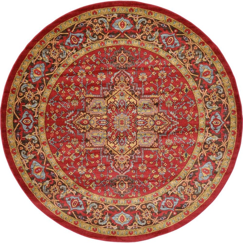 Unique Loom Sahand Ardashir Red 8′ 0 x 8′ 0 Round Rug 3120356