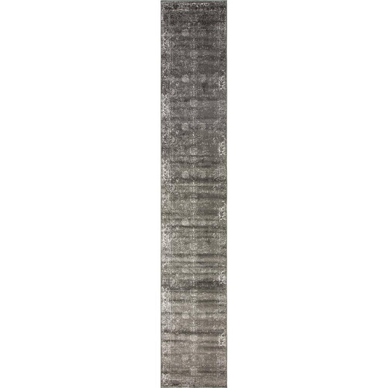Unique Loom Sofia Collection Area Rug – Casino (3 ft. 1 in. x 19 ft. 8 in. Runner Dark Gray/Ivory) 3141330