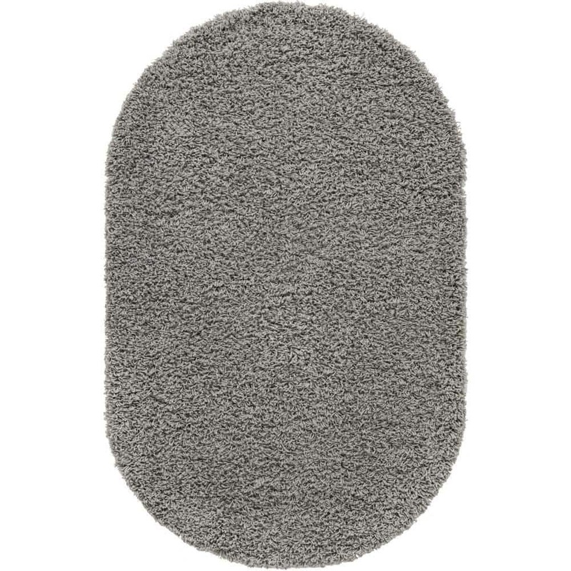 Unique Loom Solid Shag Cloud Gray 3 ft. 3 in. x 5 ft. 3 in. Area Rug 3151301