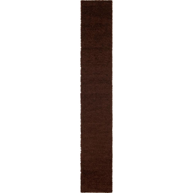 Unique Loom Solid Shag Collection Area Rug (2 ft. 7 in. x 16 ft. 5 in. Runner Chocolate Brown) 3140778