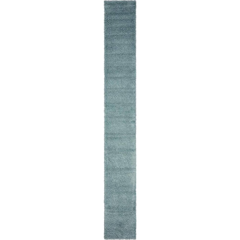 Unique Loom Solid Shag Collection Area Rug (2 ft. 7 in. x 19 ft. 8 in. Runner Light Slate Blue) 3140770