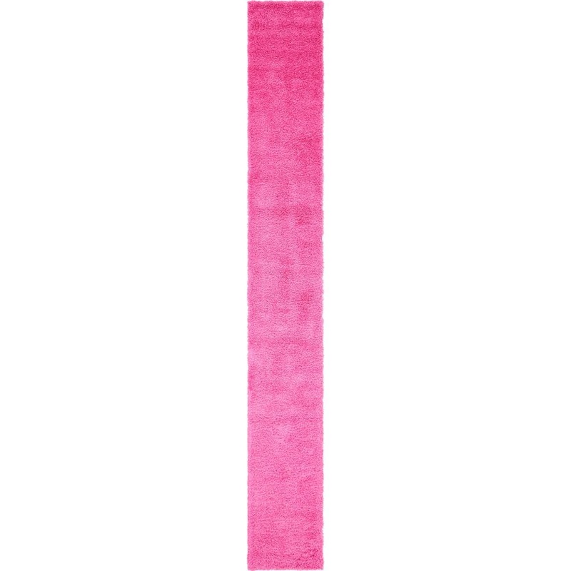 Unique Loom Solid Shag Collection Area Rug (2 ft. 7 in. x 19 ft. 8 in. Runner Taffy Pink) 3140803