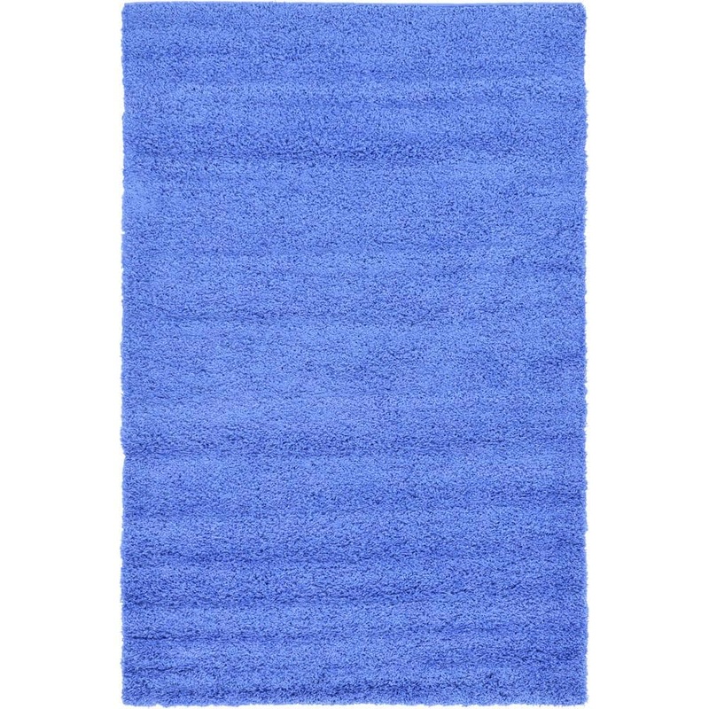 Unique Loom Solid Shag Collection Area Rug (5 ft. 3 in. x 8 ft. Rectangle Periwinkle Blue) 3127833