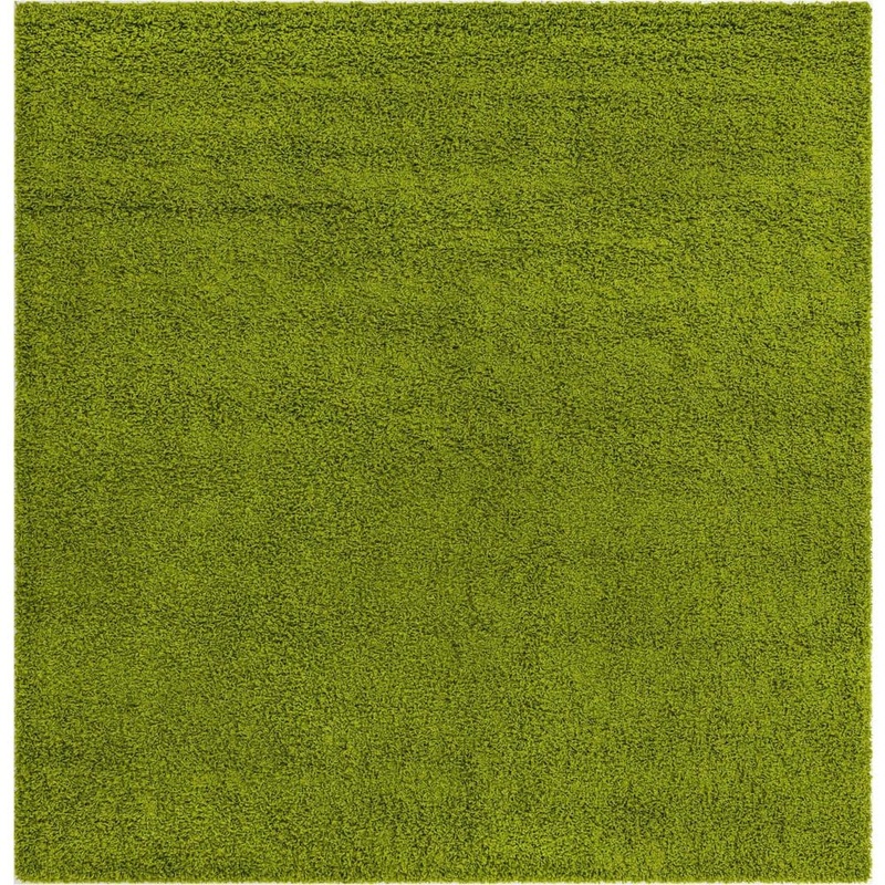 Unique Loom Solid Shag Collection Area Rug (7 ft. 10 in. Square Grass Green) 3127897
