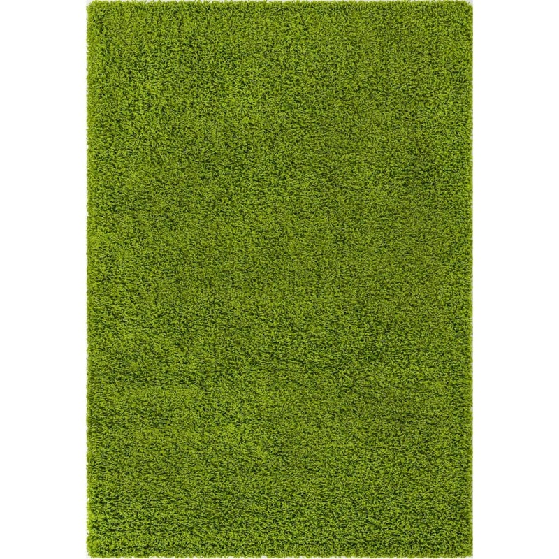 Unique Loom Solid Shag Grass Green 4 ft. x 6 ft. Area Rug 3127907