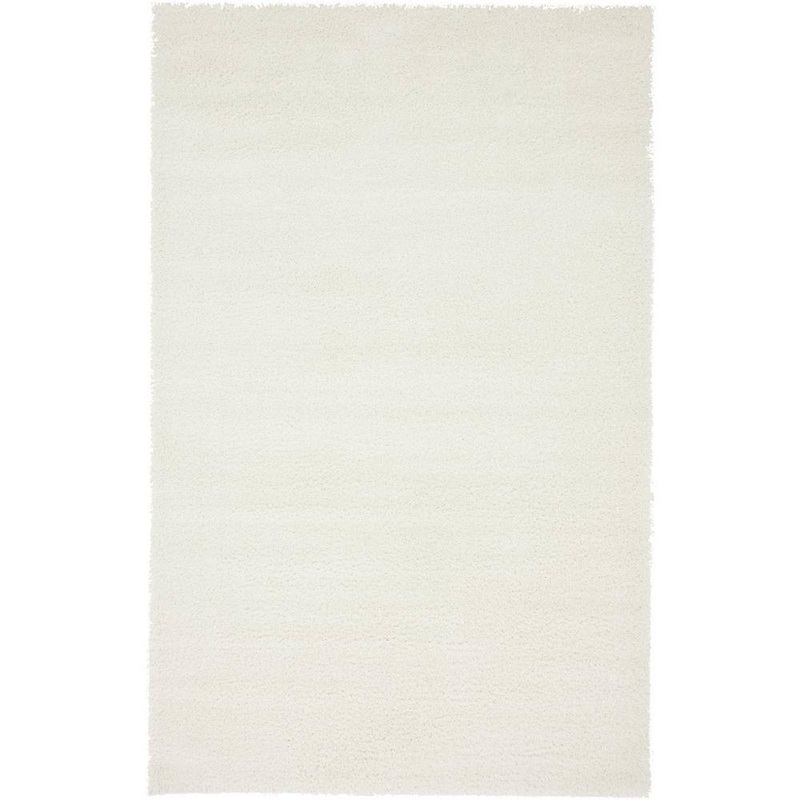 Unique Loom Studio Solid Shag White 5′ 0 x 8′ 0 Area Rug 3132695