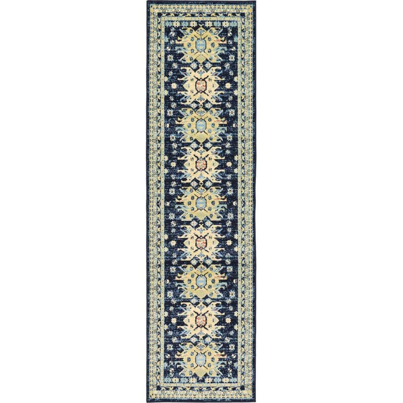 Unique Loom Taftan Oasis Navy Blue 2′ 7 x 10′ 0 Runner Rug 3123450