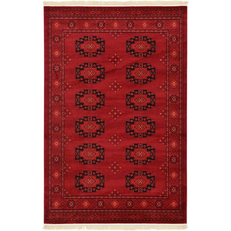 Unique Loom Tekke Cleveland Red 6′ 0 x 9′ 0 Area Rug 3126447