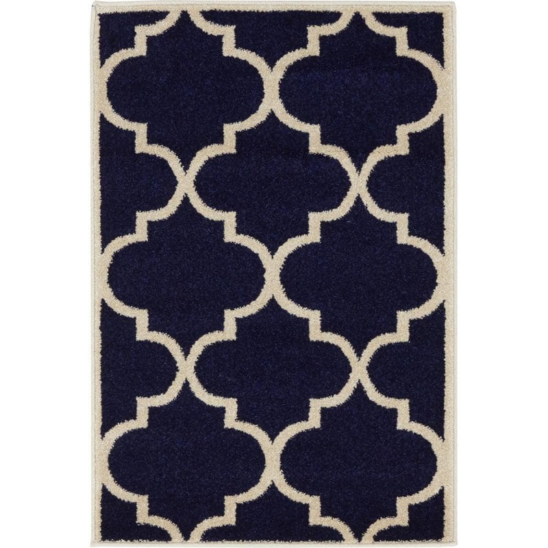 Unique Loom Trellis Austin Navy Blue 2′ 2 x 3′ 0 Area Rug 3135719
