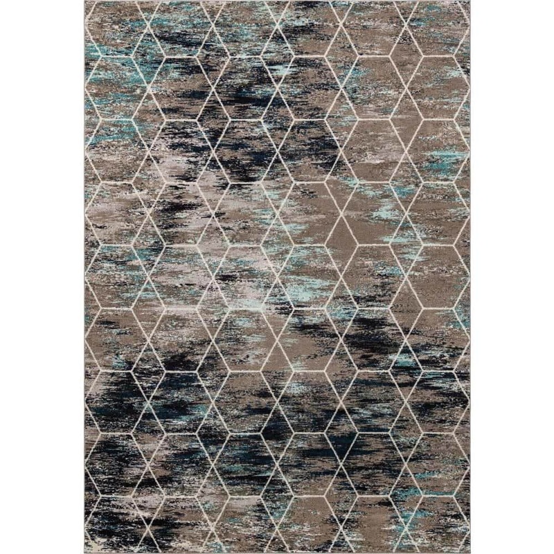 Unique Loom Trellis Frieze Geometric Blue Multi 10 ft. x 14 ft. Area Rug 3151784