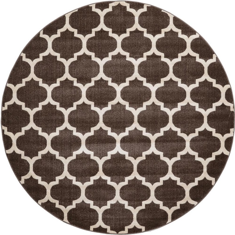Unique Loom Trellis Philadelphia Dark Brown/Beige 8′ 0 x 8′ 0 Round Rug 3115827