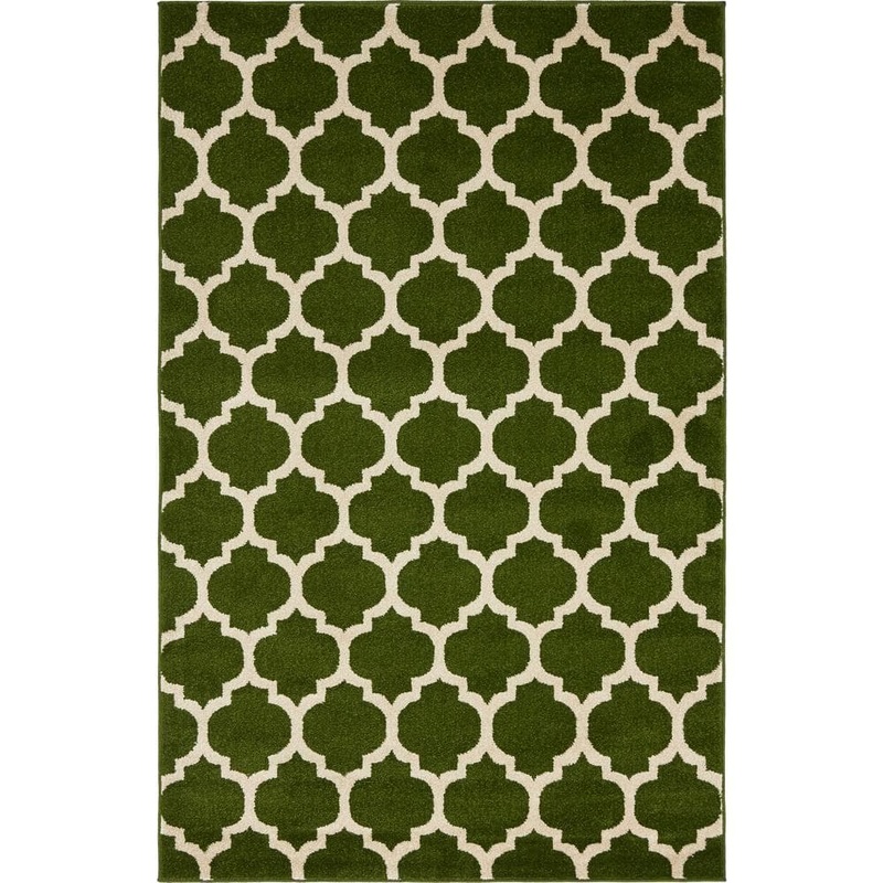 Unique Loom Trellis Philadelphia Dark Green/Beige 4′ 0 x 6′ 0 Area Rug 3136441