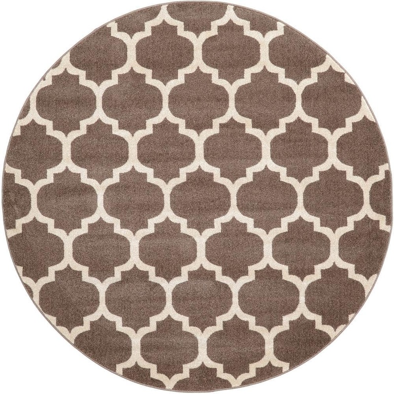 Unique Loom Trellis Philadelphia Medium Brown/Beige 6′ 0 x 6′ 0 Round Rug 3115784