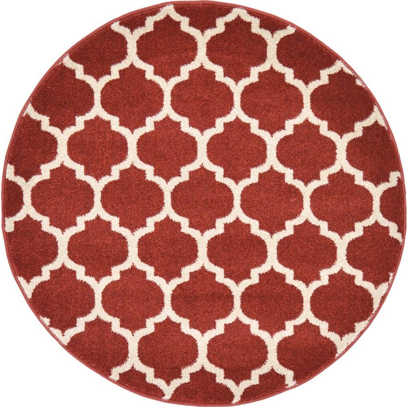 Unique Loom Trellis Philadelphia Red/Beige 3′ 3 x 3′ 3 Round Rug 3122734