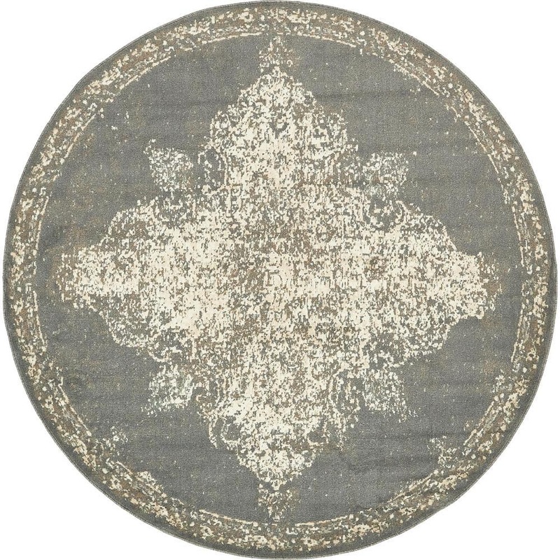 Unique Loom Tuareg Medallion Gray 8′ 0 x 8′ 0 Round Rug 3138815