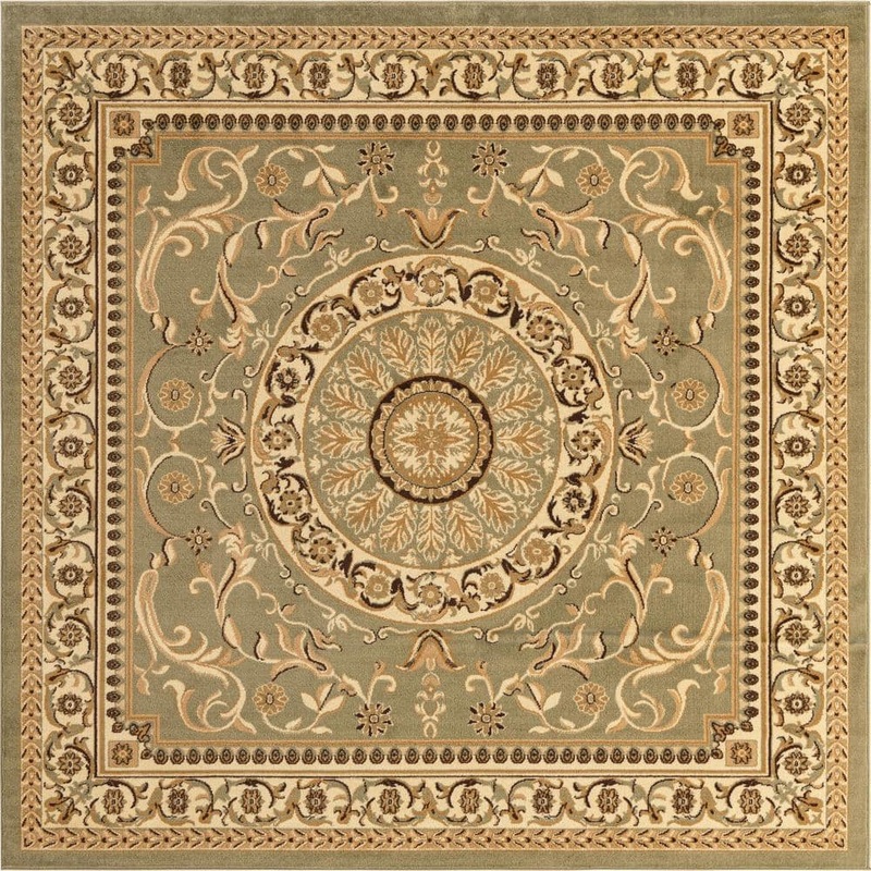 Unique Loom Versailles Napoleon Light Green 8′ 0 x 8′ 0 Square Rug 3136620