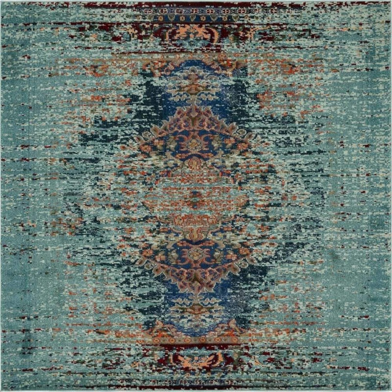Unique Loom Vita Warhol Turquoise 8′ 0 x 8′ 0 Area Rug 3144738