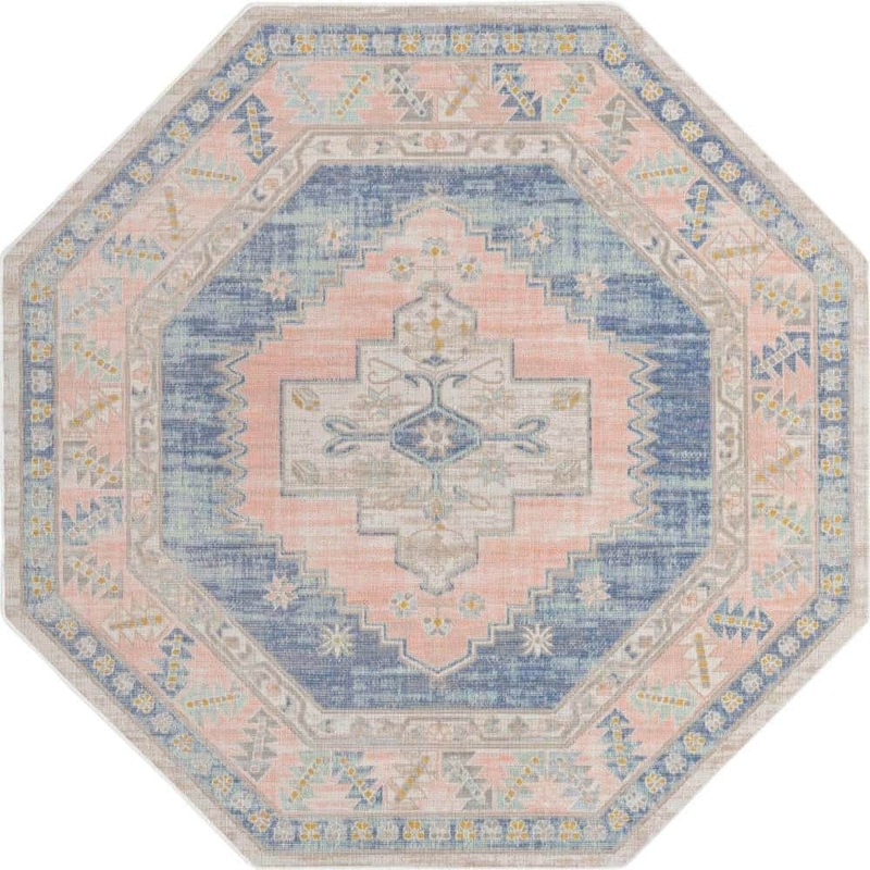 Unique Loom Whitney Geneva French Blue 7 ft. 1 in. x 7 ft. 1 in. Area Rug 3154922