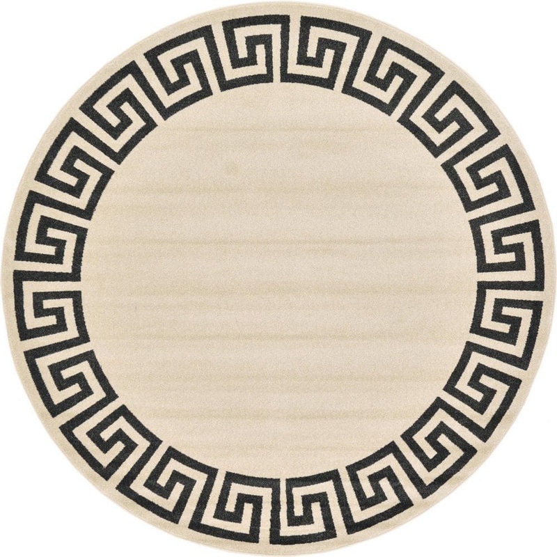 Unique Loom Athens Modern Beige 8′ 0 x 8′ 0 Round Rug 3124197