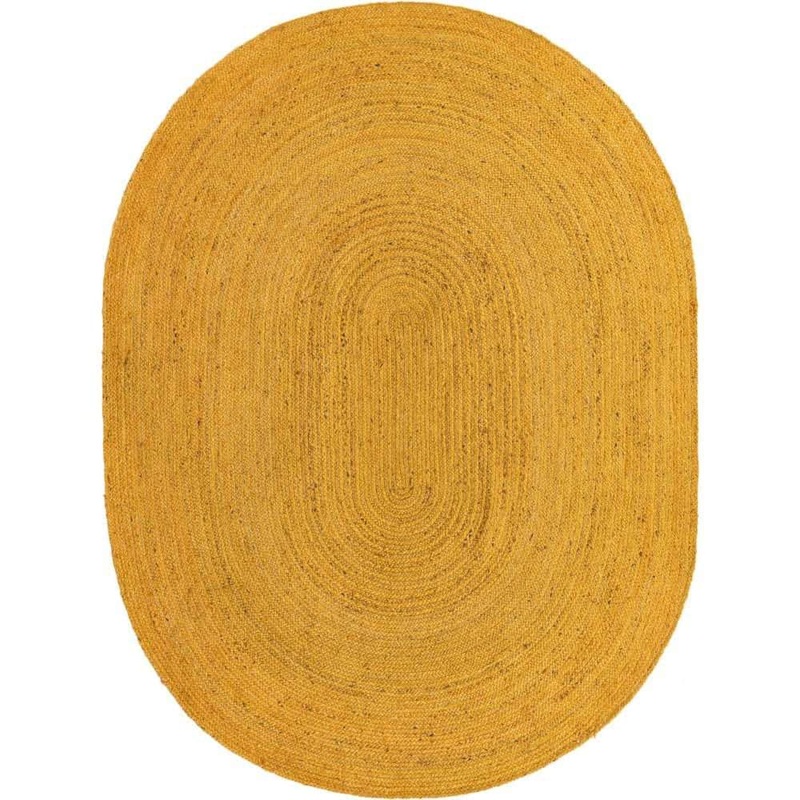 Unique Loom Braided Jute Dhaka Yellow 8′ 0 x 10′ 0 Area Rug 3161131