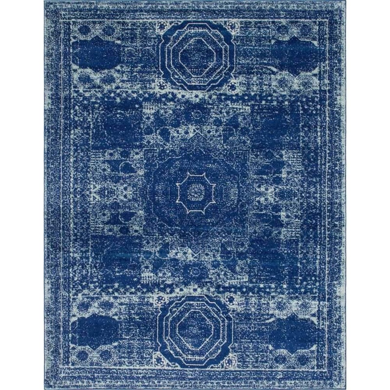Unique Loom Bromley Wells Navy Blue 8′ 0 x 10′ 0 Area Rug 3144253