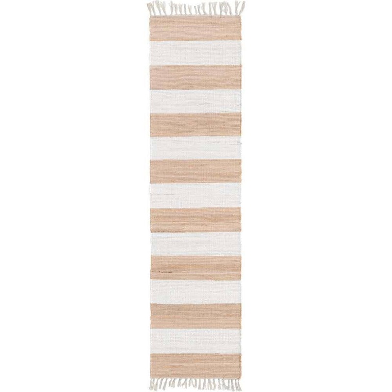 Unique Loom Chindi Rag Striped Beige 2 ft. 2 in. x 8 ft. Area Rug 3153123