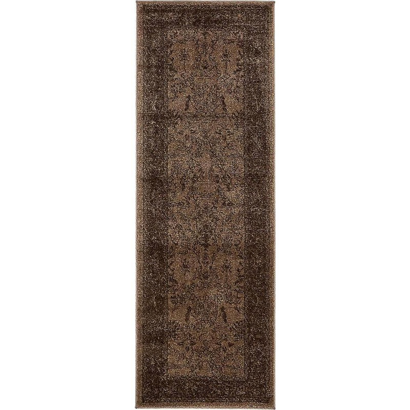 Unique Loom La Jolla Floral Light Brown 2′ 2 x 6′ 0 Runner Rug 3137281