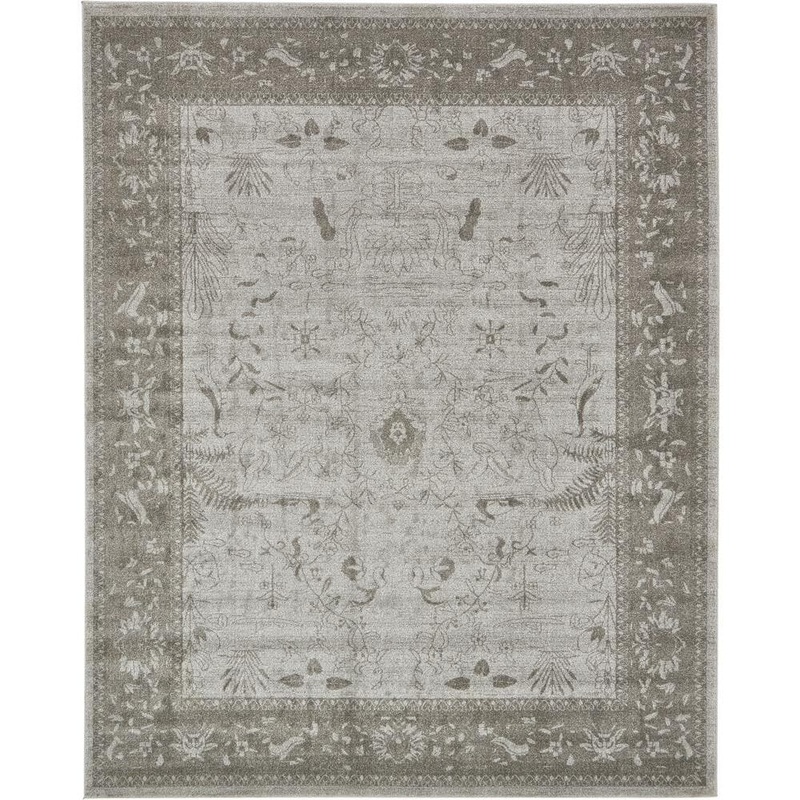 Unique Loom La Jolla Floral Light Gray 8′ 0 x 10′ 0 Area Rug 3133379