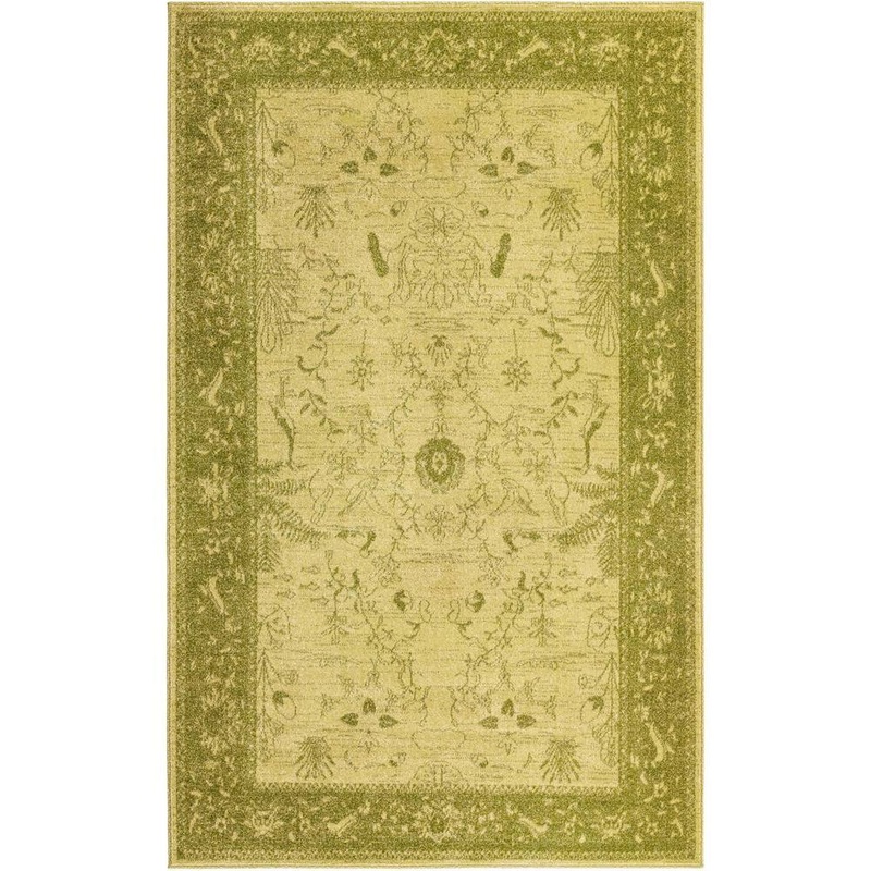 Unique Loom La Jolla Floral Light Green 5′ 0 x 8′ 0 Area Rug 3114670