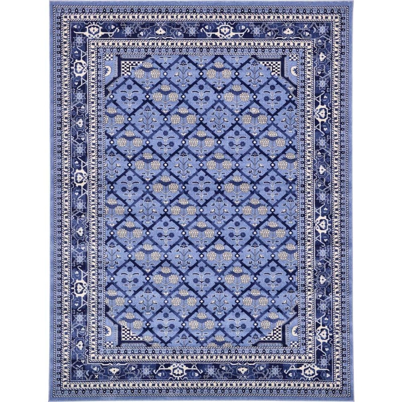 Unique Loom La Jolla Trellis Blue 9′ 0 x 12′ 0 Area Rug 3119768