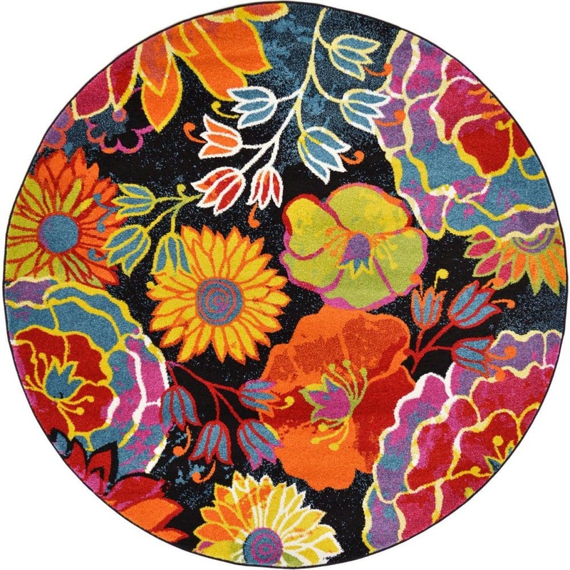 Unique Loom Lyon Kennedy Black 6′ 0 x 6′ 0 Round Rug 3127438