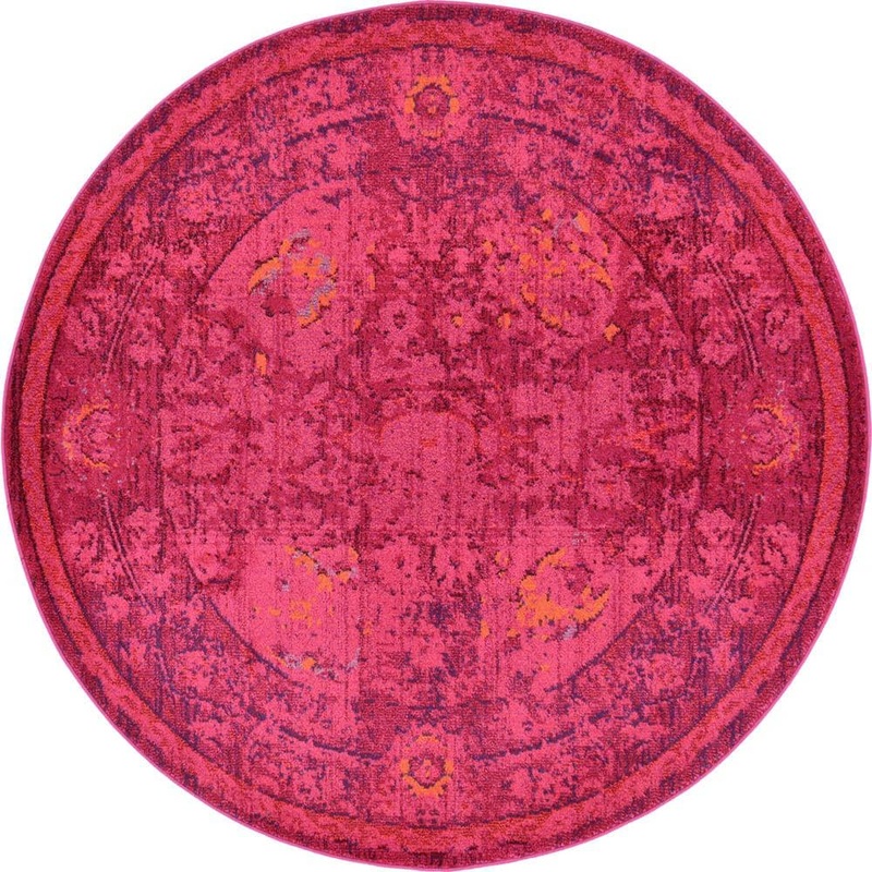 Unique Loom Medici Salamanca Fuchsia 6′ 0 x 6′ 0 Round Rug 3127698