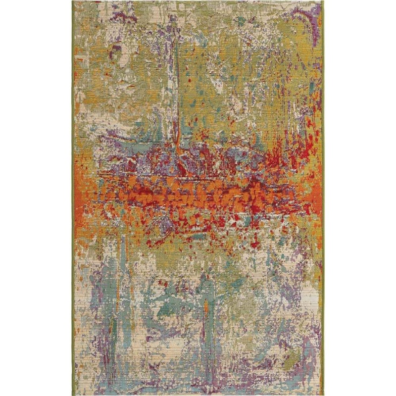 Unique Loom Multi 3 ft. 3 in. x 5 ft. 3 in. Outdoor Modern Crumpled Area Rug 3152845