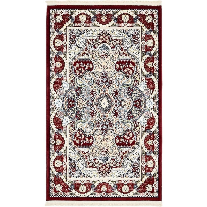 Unique Loom Narenj Collection Area Rug – Glasgow (3 ft. 1 in. x 5 ft. 3 in. Rectangle Burgundy/Blue) 3137070