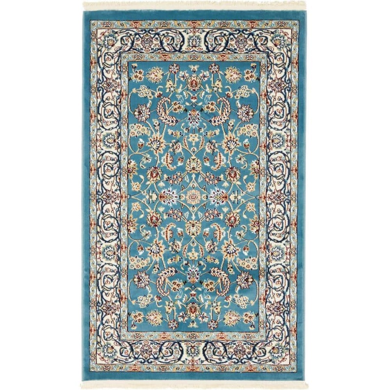Unique Loom Narenj Collection Area Rug – Leeds (3 ft. 1 in. x 5 ft. 3 in. Rectangle Blue/Burgundy) 3135813