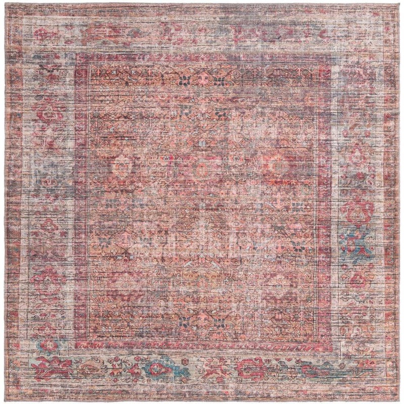 Unique Loom Nostalgia Euphoria Rust Red and Brown 8 ft. Square Machine Washable Area Rug 3177899