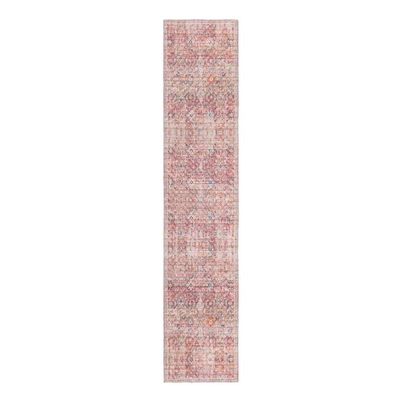 Unique Loom Nostalgia Gossamer Ivory and Pink 2 ft. x 10 ft. Machine Washable Area Rug 3177934