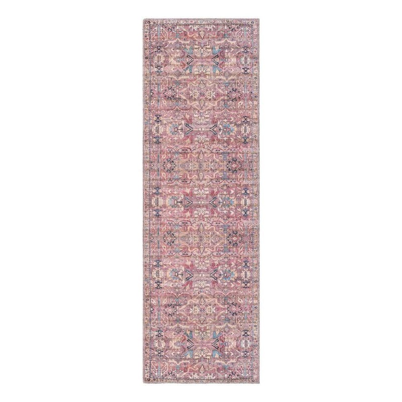 Unique Loom Nostalgia Katie Pink 2 ft. x 6 ft. Machine Washable Area Rug 3177828
