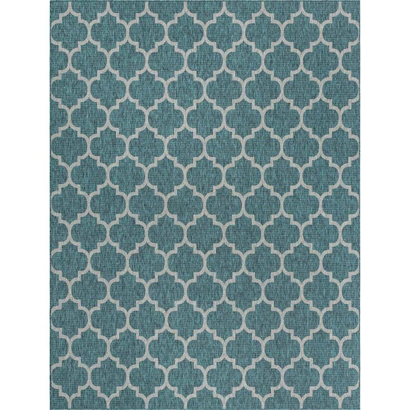 Unique Loom Outdoor Trellis Teal 10 ft. x 13 ft. 1 in. Area Rug 3152083
