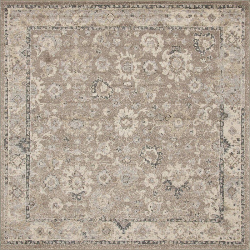 Unique Loom Penrose Krystle Beige Brown 8 ft. x 8 ft. Square Rug 3143459
