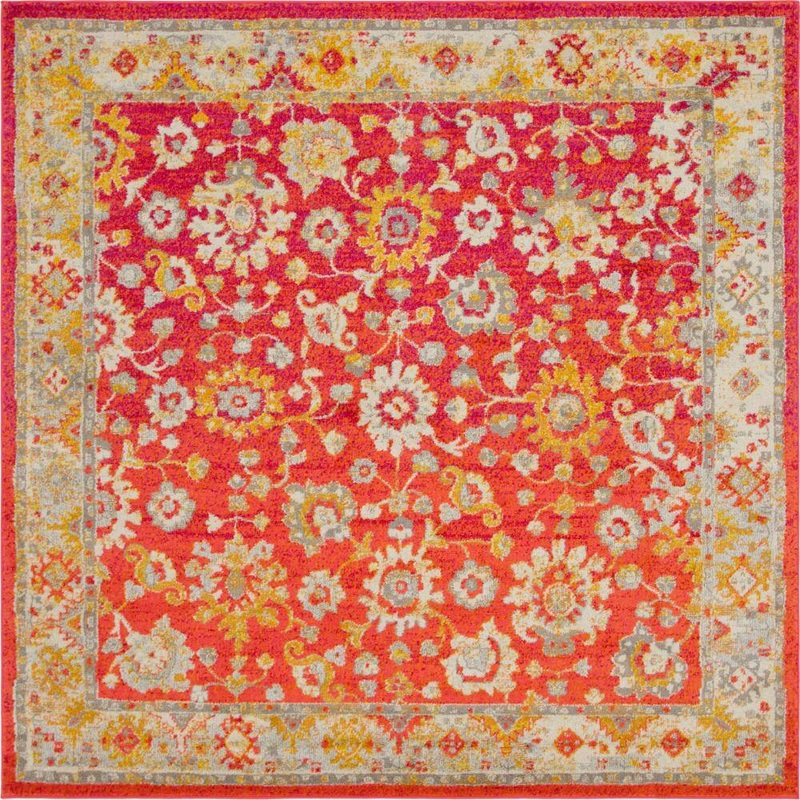 Unique Loom Penrose Krystle Rust Red 8 ft. x 8 ft. Square Rug 3143489