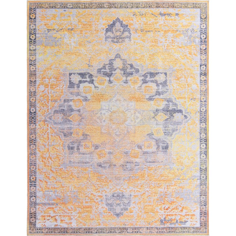 Unique Loom Renaissance Roma Tuscan Yellow 10 ft. 6 in. x 13 ft. Machine Washable Area Rug 3166826