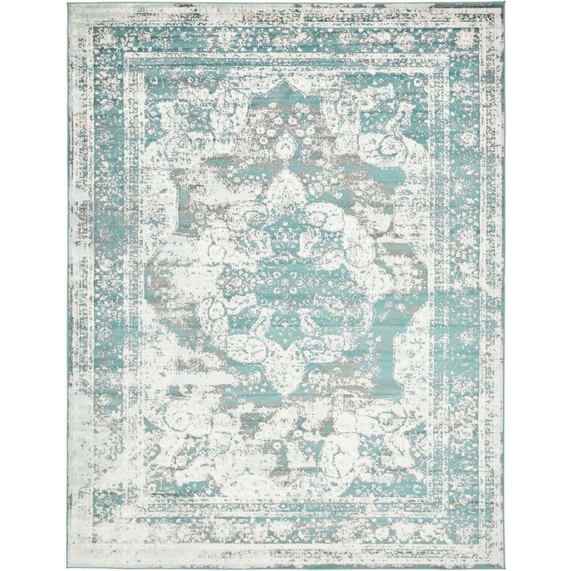 Unique Loom Sofia Salle Garnier Turquoise 9′ 0 x 12′ 0 Area Rug 3137824